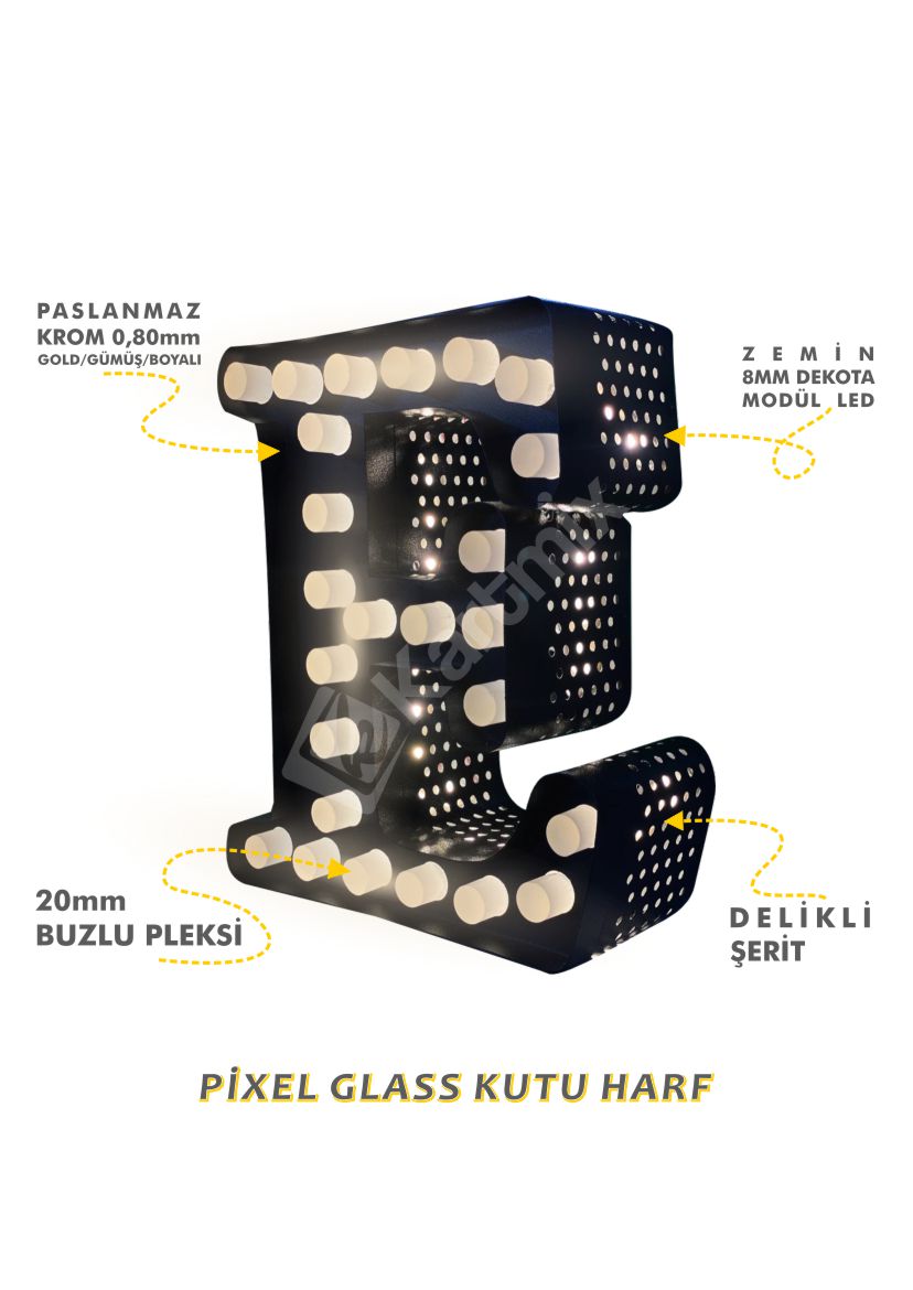 Pixel Glass Kutu Harf