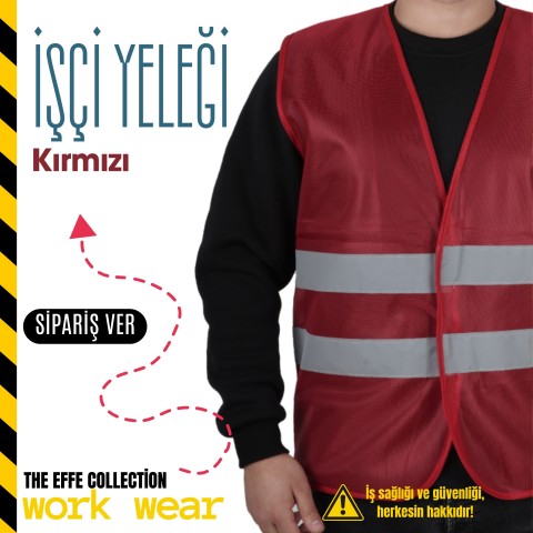 İkaz Yeleği İşçi Kırmızı