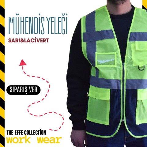 Mühendis İkaz Yeleği Sarı&lacivert