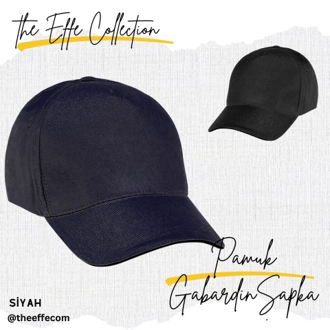 Pamuk Gabardin Şapka Siyah